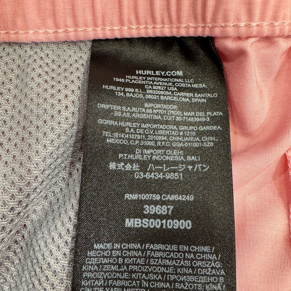 Hurley Pink Swim Trunks XL | Elastic Waist Board Shorts - Picture 6 of 7